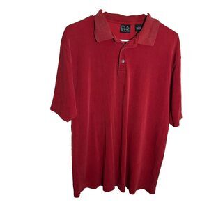 Jos. A Bank Silk Polo Shirt Men's Men's Red Short Sleeve Solid Collared Top